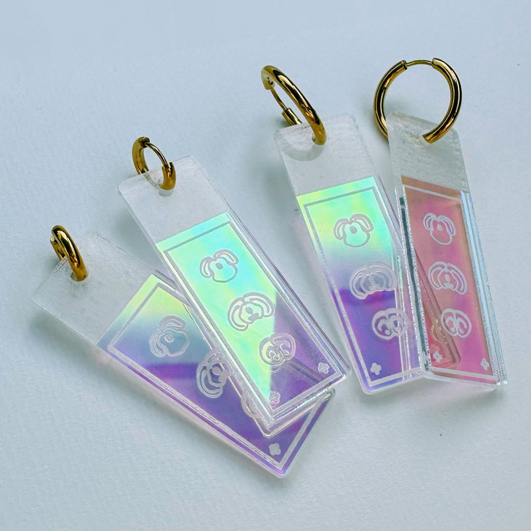 Iridescent Mouse Brain Section Microscope Slide Earrings