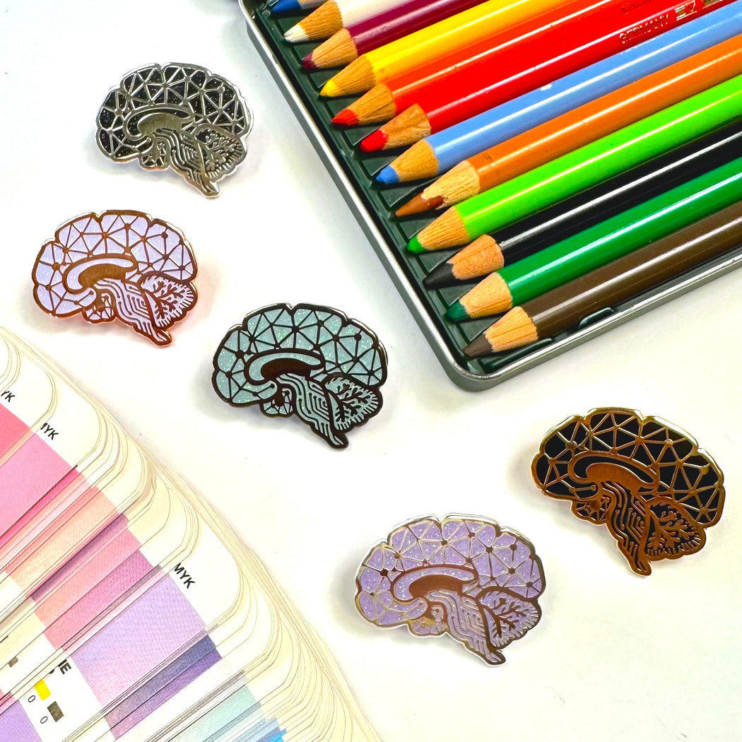 Circuit Sagittal Brain Enamel Pin