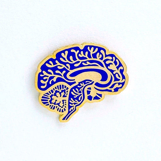 Vascular Sagittal Brain Enamel Pin - Purple + Gold