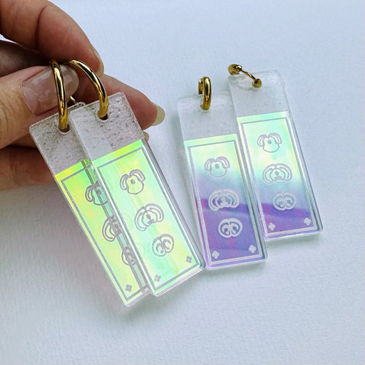 Iridescent Mouse Brain Section Microscope Slide Earrings