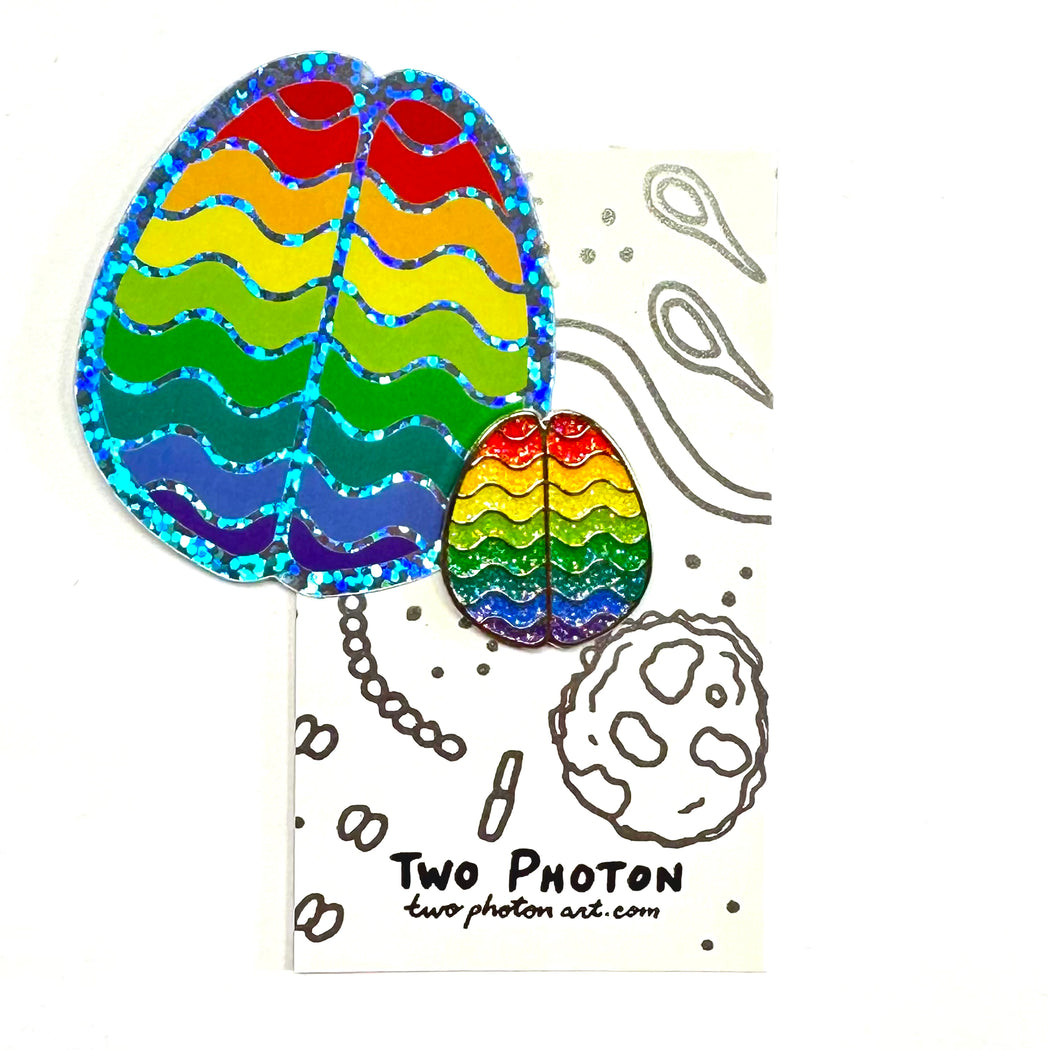 Rainbow Pride Brain Enamel Pin