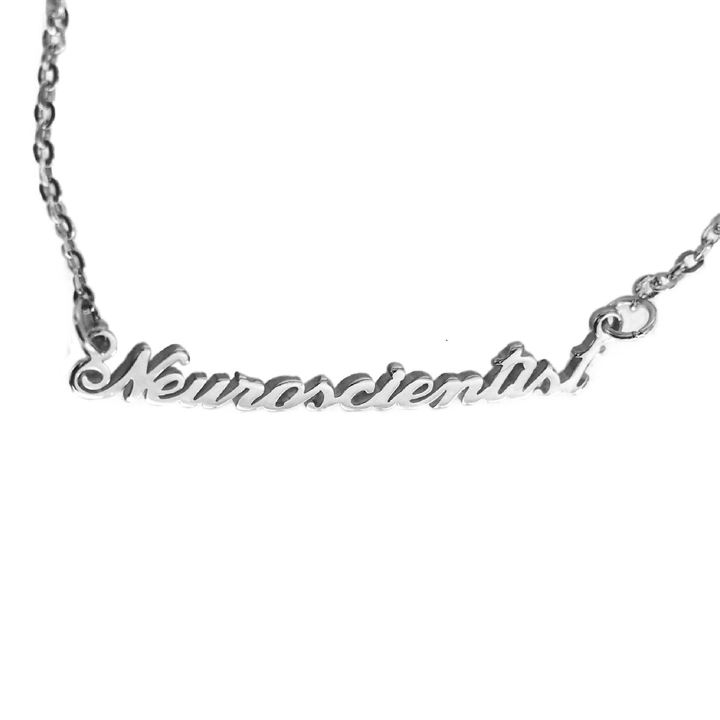 Neuroscientist Nameplate Necklace - Silver