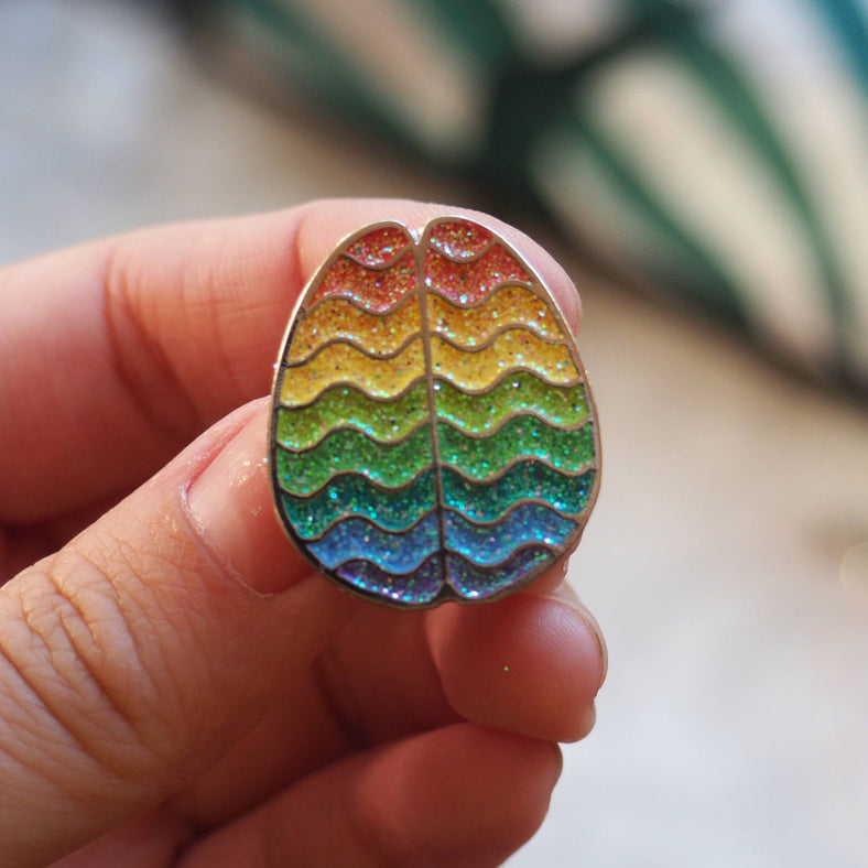 Rainbow Pride Brain Enamel Pin
