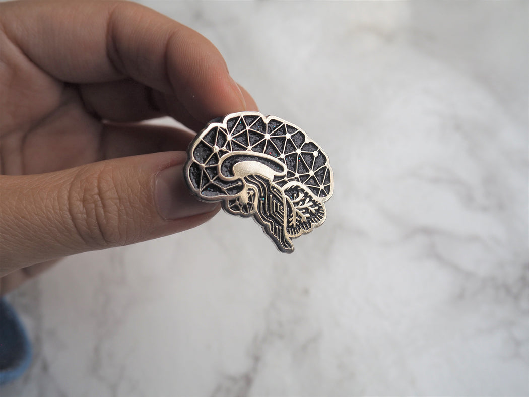 Circuit Sagittal Brain Enamel Pin