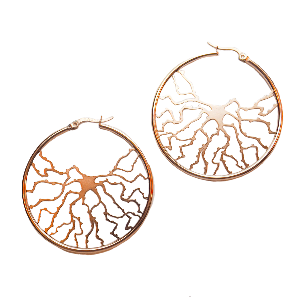 Neuron Hoop Earrings - Rose Gold