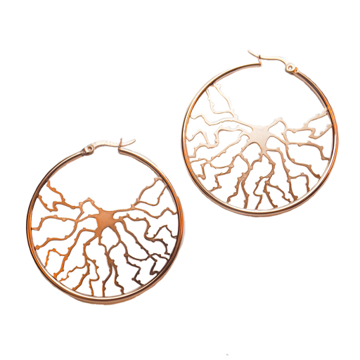 Neuron Hoop Earrings - Rose Gold