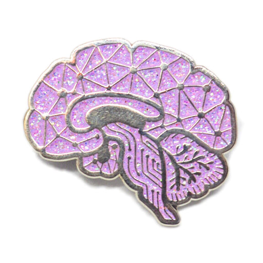 Circuit Sagittal Brain Enamel Pin - Lavender