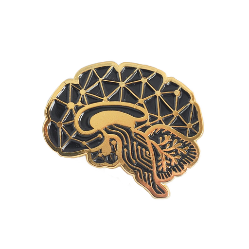 Circuit Sagittal Brain Enamel Pin - Black & Gold
