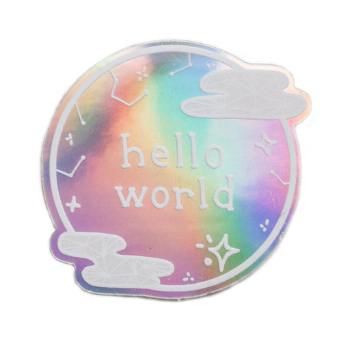 Hello World Holographic Sticker