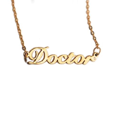 Doctor Nameplate Necklace - Gold